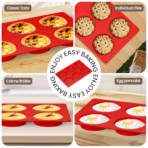 Redfly Silicone Egg Molds for Breakfast Sandwiches 4 Pcs, Non Stick 4 Inch Egg Bites Baking Pans, Jumbo Silicone Muffin Pans for Baking, Round Muffin Top Pan for Whoopie Pie Pan, Hamburger, Fruit Tart - size: 4pcs: 4 inch Jumbo