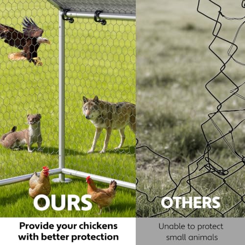 Large Chicken Run 10 x 9.9 x 6.4 FT Chicken Coop with Cover | Reinforced frame, Walk-in Chicken Coop, Roosting Perch, Waterproof Cover, Side Hardware Cloth, Backyard & Farm Use - size: 119.0"L x 119.0"W x 78.0"H