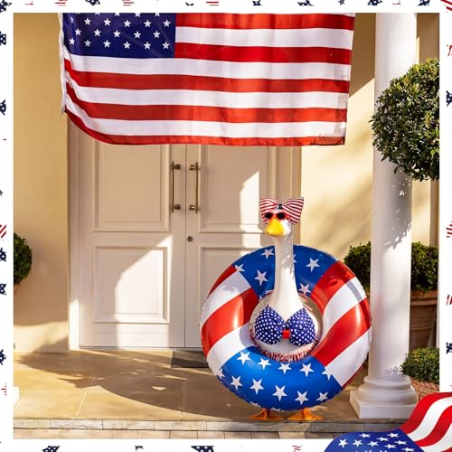 Bikini Porch Goose Outfits with Sunglasses and Swimming Tube for 23" Summer Goose Costume Garden Patio Statue Decor (4th of July) - style: 4th of July