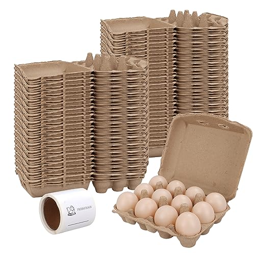 30 Pack Vintage Egg Cartons - Natural Pulp, Holds Twelve 12 Count Chicken Eggs, Sturdy Design Made from Recycled Cardboard
