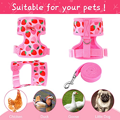 Frienda 2 Pcs Adjustable Chicken Harness and Leash Set Spring Summer Comfortable Elastic Hen Vest Breathable Harness for Hens Duck Goose Pet Training Walking Supplies(Pineapple, Strawberry,Small) - size: Small