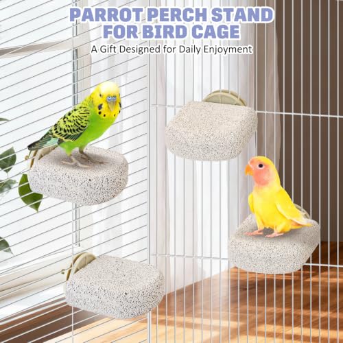 BNOSDM 4 Pcs Bird Beak Grinding Stone Calcium Parrot Perch Stand 2.8*2.6in - color: 4 Pcs- White (M)