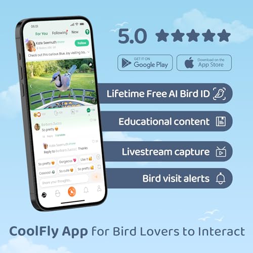 Smart Bird Feeder with Camera, Dual Seed Chambers &Squirrel-Proof, Solar-Powered HD Camera Birdfeeder with Free AI Birds Species Recognition, Real-Time App Alerts–Ideal Gift for Bird Lover - color: Blue