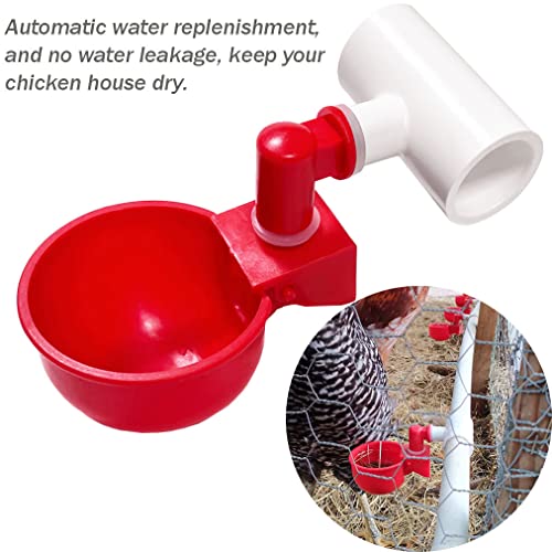 Chicken Water Cups for PVC with Tee (24 Pack), Automatic Chicken Waterer Kit for Poultry, DIY PVC Water Feeder for Chicken/Duck/Quail/Turkey - size: 24-Pack
