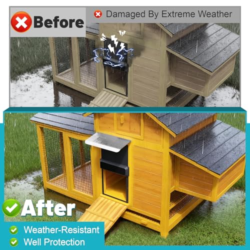 Weatherproof Cover for Chicken Coop Doors, Awning with Aluminum Protection for Automatic Chicken Coop Door, Prevent Rain & Snow, Roof Cover for Chicken Coop Window/Door Accessories