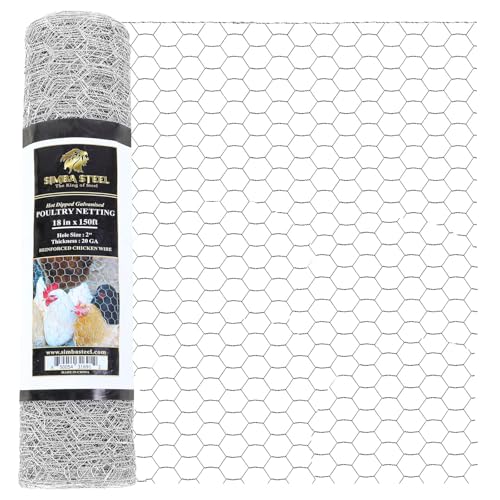 Chicken Wire 18 in x 150 FT x 2” Mesh x 20GA | Poultry Wire Netting | Hot Dipped Galvanised | Hexagonal Galvanized Mesh for Chicken Coop, Rabbit Cage, Fence Barrier PM18x150x2 - style: 18 in x 150 FT x 2 in