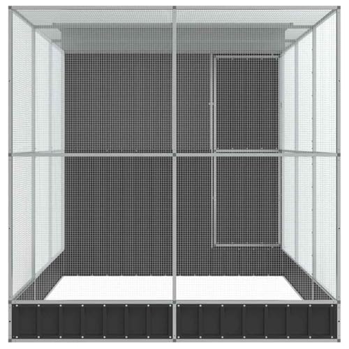 Galvanized Steel Aviary with Extension 163.8x79.9x85.0 in | Outdoor Bird Cage, Lockable Door, Steel Mesh Grid, Suitable for Parrots Rabbits Chickens - size: 163.8" x 79.9" x 85"