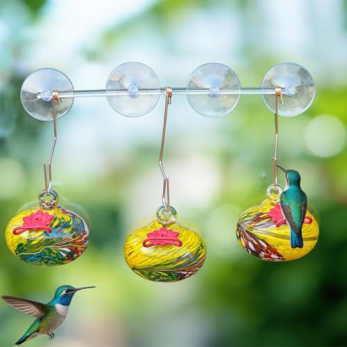3PCS Window Hummingbird Feeder with Suction Cups(Yellow) - color: 3Pcs-D