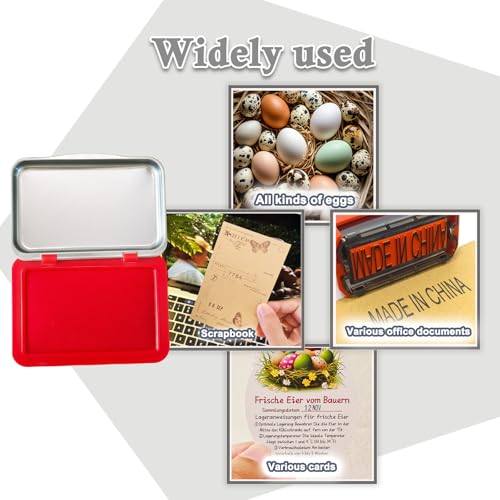 Ink Stamp Pad for Egg Date Marking, Black Red and Blue Colors Available, Metal Case (RED) - color: Red