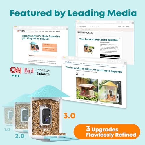 NETVUE by Birdfy Smart Bird Feeder with 2K AI Camera, Value for Beginners | Accurate AI Bird ID, Auto Records & Smart Notification, Free Cloud Storage, Easy Setup & App, Work with Alexa - color: Blue