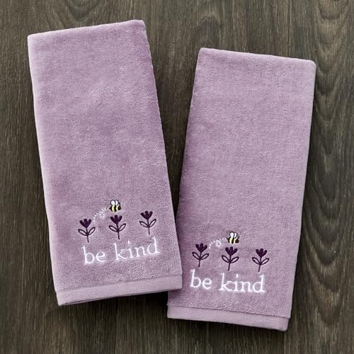 SKL Home Bee Kind 100% Cotton Embroidered 2pc Hand Towel Set, Decorative for Bath/Kitchen/Bar & Gift, Lavender - color: Bee Kind