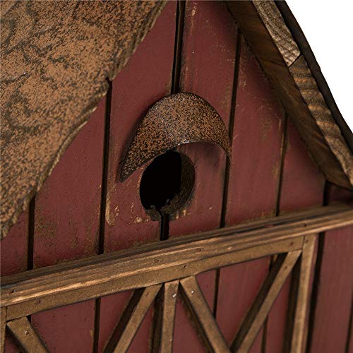 Glitzhome Bird Houses for Outdoors, 20.67" H Rustic Wooden Bird House Barn Design Hand Painted Birdhouse Extra-Large Bird Houses for Outsides - color: Washed Red