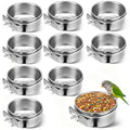10 Pack Stainless Steel Bird Food Bowls with Clamp Holder, Parrot Feeding Dish Cups for Cage, Rustproof Bird Water Feeders for Cockatiel Conure Budgie Parakeet Macaw Lovebird Small Animals