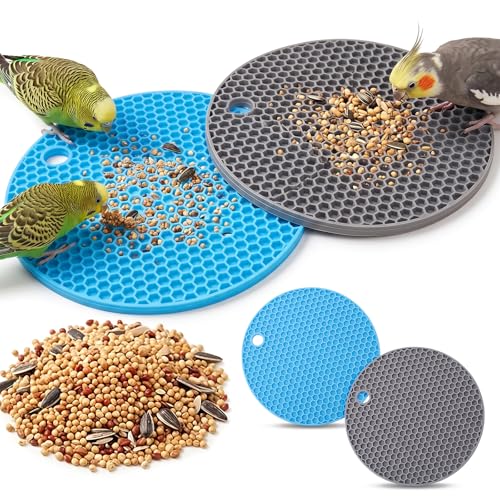 2 Pcs Bird Foraging Toys, Bird Slow Feeder Mats | Silicone Slow Feeder Puzzle for Parakeets Cockatiels Conures, Bird Foraging Mat, Bird Toys for Parakeets
