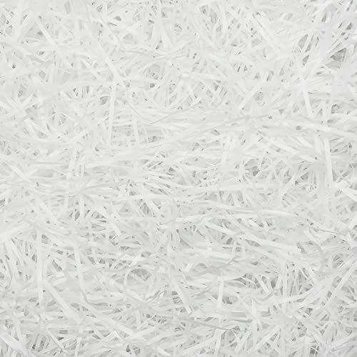 PEVOGON White Easter Grass Filler Paper Shreds for Easter Basket Gift Packaging Filling Egg Stuffer Party Supplies Decoration, 200G - color: White