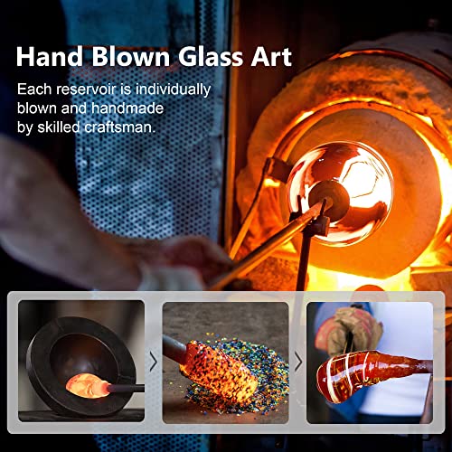 LUJII Solar Hummingbird Feeder for Outside, Color Changing, Hand Blown Glass, 32 fl.oz Never Leak, Waterproof & Rustproof, Lighted Lantern for Patio Decor, Unique Gift for Bird Lover (Ribbon) - color: Ribbon