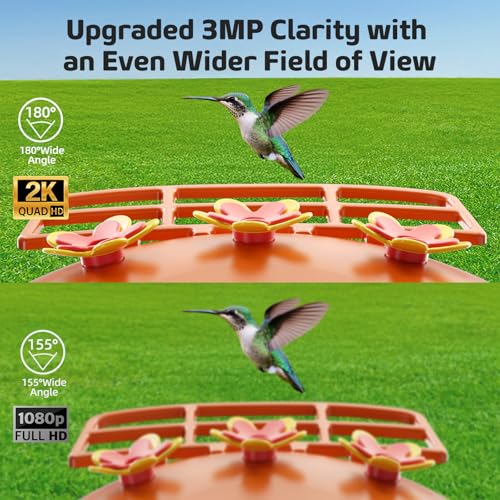 Hummingbird Feeder with Camera Outdoor, Solar Powered Hanging Bird Feeder | Ant Moat & Bee-Proof, AI Bird ID, HD 2K, Instant App Alerts, Auto Capture, Garden Gift for Hummingbird Lover & Mom Dad, 21oz - color: Orange