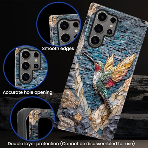 Compatible with Samsung Galaxy S24 Ultra Case,Glossy Case All-Round Protection Shockproof Anti-Scratches TPU Cover,Cases for Man Woman-Hummingbird Stained Glass - color: Hummingbird Stained Glass, size: Galaxy S24 Ultra