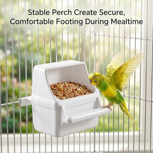 Bird Cage Feeder, 2 Pcs Hanging Plastic Water Dispenser with Hooks Bird Cage Feeder for Parrots Small Birds Pigeons Parakeet Canary Parrot
