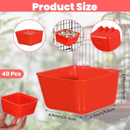 40 Pcs Cage Cups Chicken Feeder Cups, 16 oz Birds Feeders, Hanging Bunny Food Water Bowl for Pet Parrot Parakeet Gamefowl Poultry