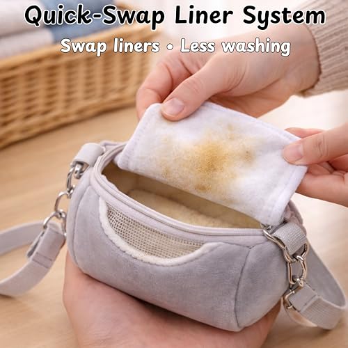 Sugar Glider Bonding Travel Pouch Set, Sugar Glider Carry Bonding Pouch With Liner And Adjustable Leash, Breathable Soft Outgoing Sleeping Travel Bag For Small Pets Squirrels Hamsters (Gray)