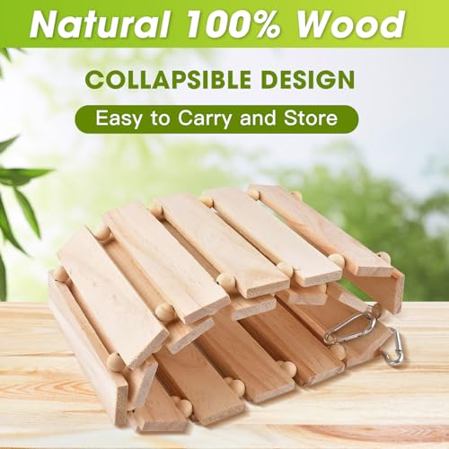 Jorewood Chicken Coop Toy Natural Wooden Chicken Swing & Bridge Toys Multi-Functional Poultry Perch with Wooden Beads (Safe for Chickens/Ducks) - color: Yellow