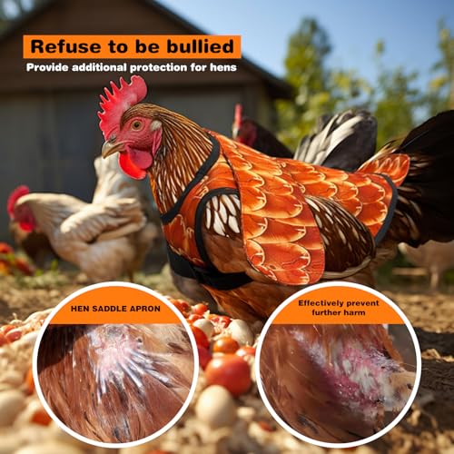 Hen Apron Chicken Saddle for Hens, Extended Shoulder Protection, Adjustable Straps, Anti Pecking & Rooster Mating Protection, Durable Feather Back Protector for Laying Hens(Yellow) - color: Yellow