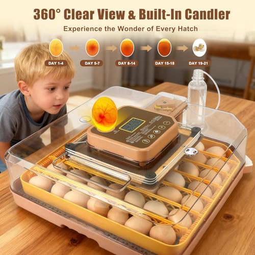 Gen IV - 48 Egg Fully Automatic Incubator, 2026 Upgraded Design, Intelligent Sensor-Based Humidity & Temp Control, Custom Days, Adjustable Auto Turning & Stop, Chick Separator, Flexible Egg Spacing - size: 48 egg-brown