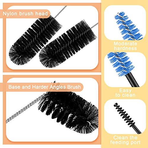 Hummingbird Feeder Cleaning Brush 19 Pieces 3 Size Mini Nylon Double Headed 2 in 1 Hummingbird Brush Hard to Reach Places Tiny Cleaning Kit(Black) - color: Black