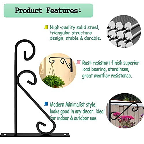 Hanging Plant Bracket, 1 Pack 10-inch Plant Hangers Outdoor Indoor, Rust-Proof Coated Metal Hanging Basket Hook, Decorative Wall Plant Hooks for Plants Flowers Lanterns Bird Feeders - size: 10-Inch 1 Count