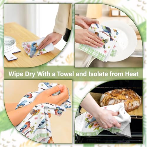 Bird Kitchen Towels, Floral Spring Kitchen Bathroom Dish Towels, 2-Pack, 18x26 Inch, Multicolor, Polyester - color: Floral Bird-2
