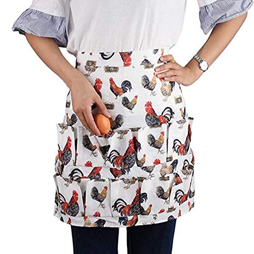 Sefiron Chicken Egg Collecting Apron,12 Deep Pockets for Hense,Duck,Goose Eggs - color: White