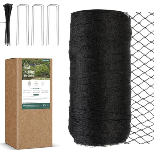 Bird Netting for Garden, Fetanten 7.5 x 100FT Netting for Garden Protection | Heavy Duty Woven Protected Mesh fence for Vegetables Fruit Trees Blueberry Against Birds Deer Chicken with Ties, Staples - size: 7.5 x 100FT