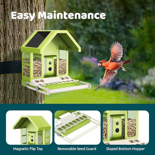 Metal Smart Bird Feeder with Camera Solar Powered, 1080P HD - style: AI (7-Day Trial)