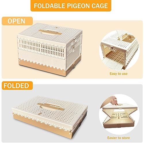 Folding Bird Cage Pigeons Travel Cage Training Cage Release Pairing Cage Plastic Nest Box for Pet Bird Racing Small Animals - size: M