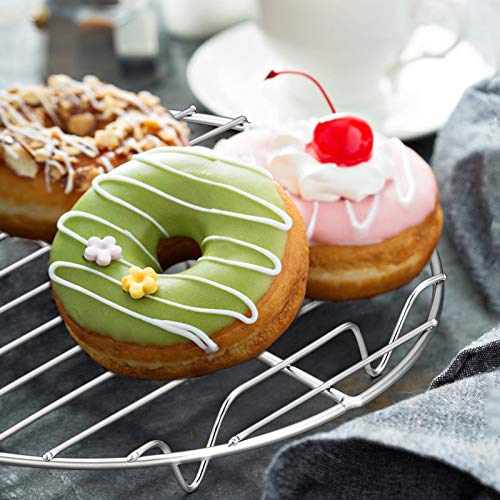E-far 10½ Inch Round Cooling Cooking Racks, Stainless Steel Round Steaming Baking Rack Set of 2, Multi-Purpose for Canning Air Fryer Pressure Cooker, Dishwasher Safe - size: 10.5"