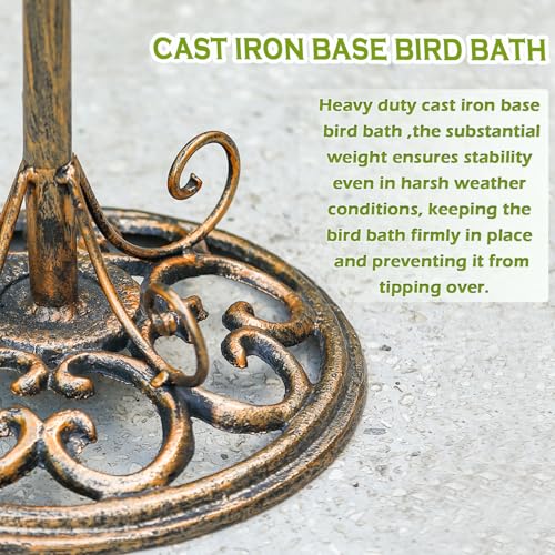 27.6" H Cast Iron BirdBaths for Outdoors,Metal Bird Bath for Outside | Standing Bird Feeder,Home Garden Lawn Yard Decorations - color: Birdbaths-C