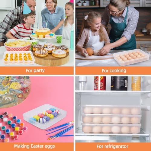 Deviled Egg Containers with Lid, (Set of 2), Stackable Deviled Egg Carrier for 48 Eggs, Clear Egg Holder for Fridge with Lid, Portable Plastic Deviled Egg Tray for Party, Easter Eggs Tray