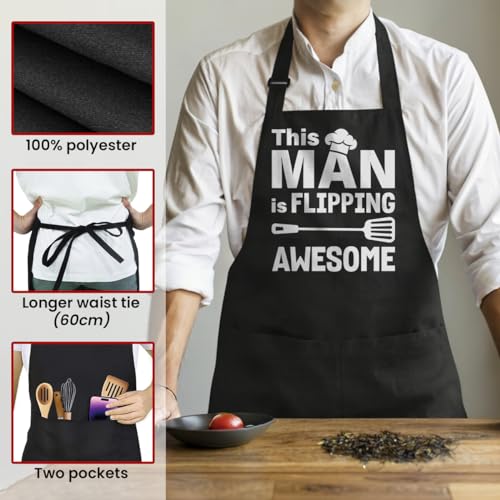 SANDJEST Funny Mens Aprons with Pockets for BBQ Grilling Cooking Grandpa Husband Apron for Birthday Christmas Father's Day - color: Grilling/Bbq 5