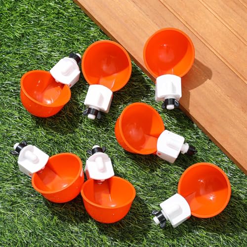 Tanlade 50 Packs Chicken Waterer Cups Large Chicken Feeder, Automatic Waterer Cups Kit for Poultry Chicks Duck Goose Turkey Bunny(Orange) - color: Orange
