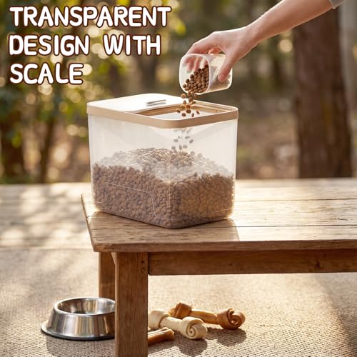 Lounsweer 4 Piece Pet Food Storage Container Dog Cat Treat Storage Container Large Airtight Rice Dispenser with Measuring Scoops for Dog Cat Bird Food Flour Kitchen Supplies(Clear,11 Lb, 22 lb) - size: 11 lb, 22 lb