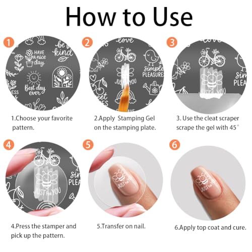 PH PandaHall 3pcs Spring Nail Stamping Plates Flowers Leaf Nail Art Template Butterfly Bee Nails Image Plate Potted Plants Nails Design Stamper for Women Spring Manicures Salon Decoration Printing - style: Spring