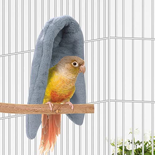 Cozy Bird Blanket Parrot Cage Snuggle Hut Warm Bird Nest House Bed Hanging Hammock for Parakeet Cockatiel Conure African Grey (Large, Grey) - size: Large