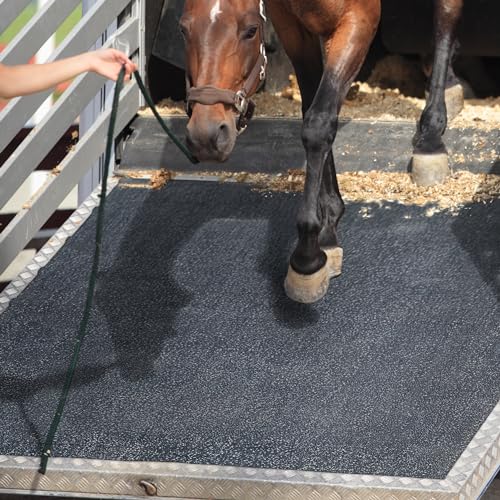 MSI Horse Stall Mat 42in. x 72in. Black Rubber Flooring Mat Tile Trim