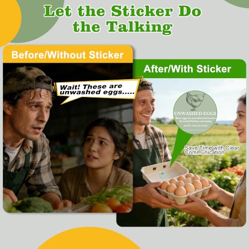 500 Pcs Egg Carton Stickers 2 inch Farm Fresh Unwashed Eggs Labels with Collected Date,Self Adhesive Packaging Stickers for Chicken - style: Farm Fresh Eggs Stickers