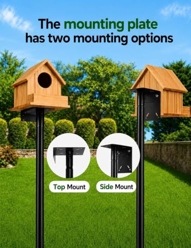 Bird Feeder Pole with Squirrel Baffle, 76 Inch Heavy Duty Bird House Pole Stand, 1-Inch Diameter Outdoor Pole Mount for Bird Houses & Hanging Feeders