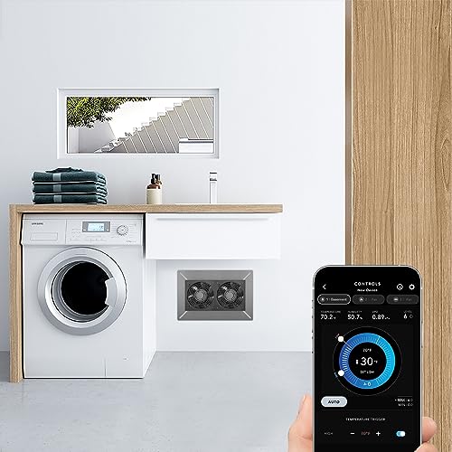AC Infinity AIRTITAN T7, Ventilation Exhaust Fan 300mm | With WiFi Temperature Humidity Controller, EC Motor for Crawl Spaces, Basements, and Garages - size: Medium, Smart Controller