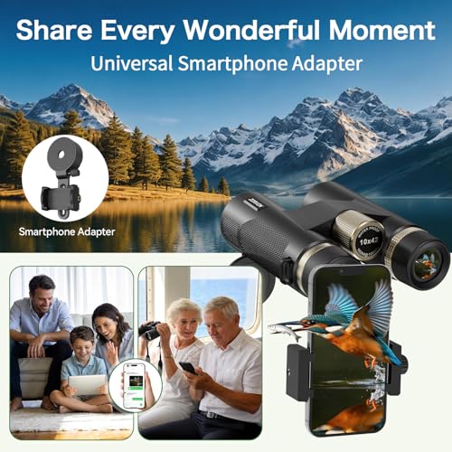 10x42 HD Binoculars for Adults, High Powered Binoculars with BAK4 Prism, Low Light Vision, Easy Focus, Waterproof Binoculars with Large Eyepiece for Bird Watching, Alaska Cruise, Hiking, Hunting - color: Black