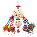 Multi-Texture Bird Parrot Shredding Foraging Hanging Toy with Natural Sola Balls, Chew Shredding Paper Forage Toys, Bamboo Finger Traps for Birds Large Parrots, Conures, and Cockatiels