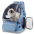 Cat Backpack Carrier with Large Space Bubble Window, Airline Approved Breathable Pet Carrier for Small Dogs Cats up to 15lbs, Foldable for Travel Hiking & Outdoor Use - color: Blue